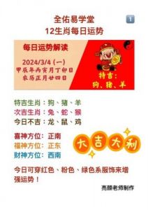 日运：2024年12月3日十二生肖运势播报